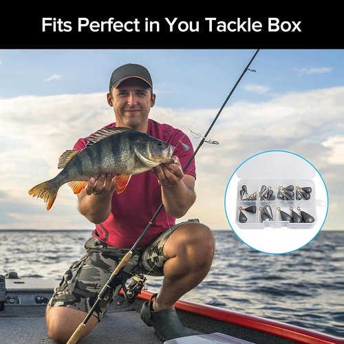 Realure 25 Pcs Small Fishing Weights Mixed 8 Sizes Deep Sea Fishing Weights Assorted 2g 3g 5g 7g 10g 15g 20g 30g Iron Fishing Sinkers Weights with Swivel for River Saltwater Freshwater Mackerel