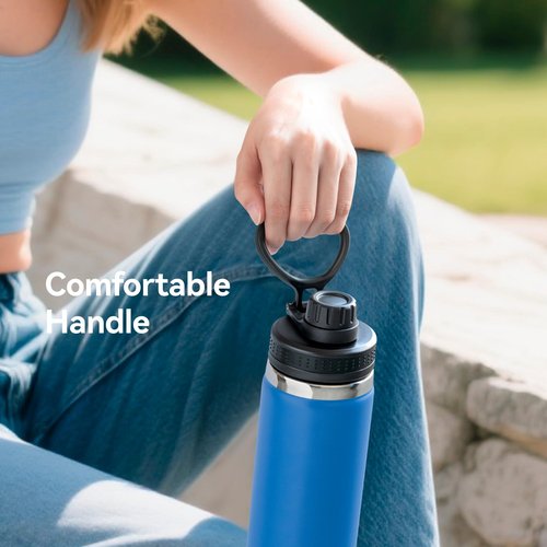 Spout Lid for Hydro Flask 12 16 18 20 32 40 64 oz Wide Mouth Bottles Accessory– Leak Proof BPA Free Replacement Cap with Handle, Compatible with HydroCell ThermoFlask Takeya Iron Flask Simple Modern