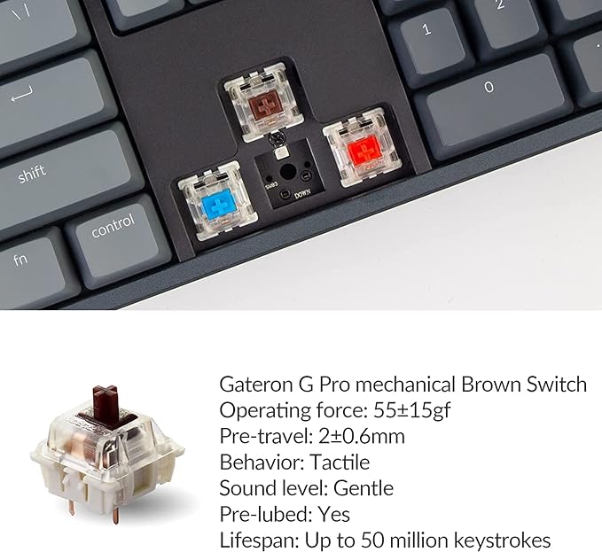 Keychron K10 RGB Full Size Layout Hot-Swappable Mechanical Keyboard for Mac Windows, Multitasking 104-Key Bluetooth Wireless/USB Wired Gaming Keyboard with K Pro Brown Switch Aluminum Frame