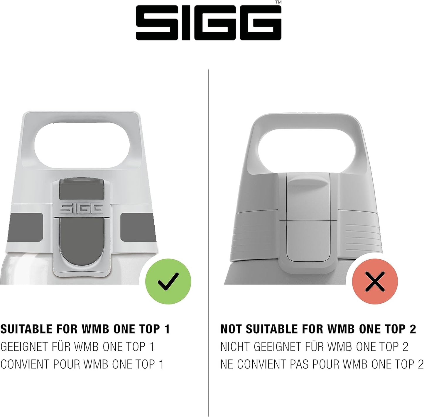 SIGG - WMB ONE Top (One Size) - Replacement Lid Wide-Neck Water Bottles - Flip Top - Gasket Included - Accessories