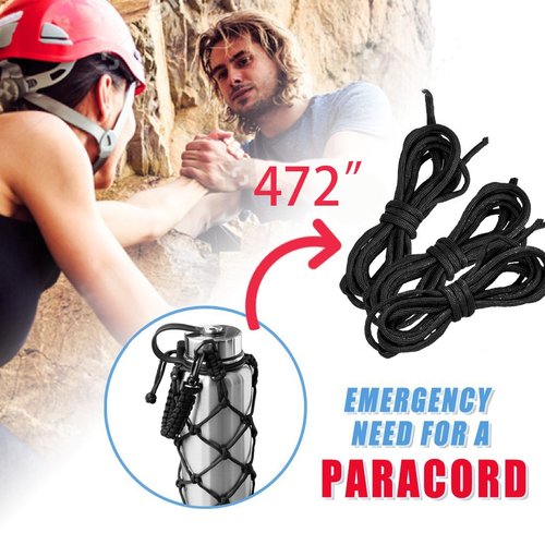 CigyYogy Paracord Water Bottle Holder for Hiking & Survival Adjustable Paracord Sleeve with Emergency Rope Fits 40 oz Bottles, Durable Outdoor Gear for Camping, Backpacking - Pack of 2 (Black,Camo)