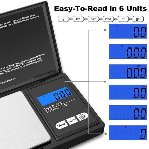 Rcfamliy Archery Scale Digital Hunting Arrows Scale Grain/Gram Bow Scales 7 Weighing Units LCD Backlight Display Included Batteries