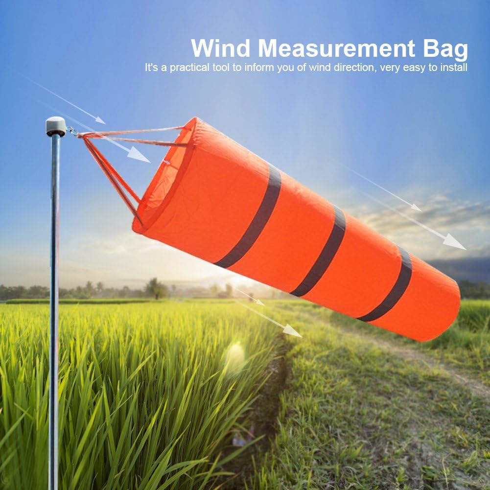 Zerodis Orange Outdoor Airport Windsock Rip-Stop Wind Measurement Sock Bag with Reflective Belt(100cm)