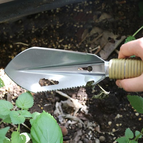 Tactical Mini Hand Shovel Small Camping Shovel Portable Backpacking Trowel Survival 7 in 1 Shovel Versatile Gardening Trowel for Camping, Gardening, Outdoor Survival (Silvery)