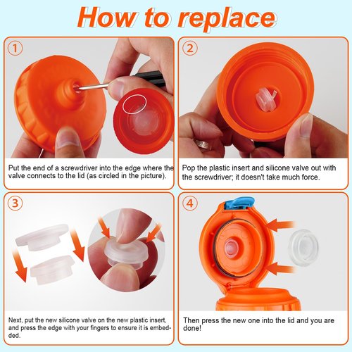 Dispensing Valves Compatible with Gatorade Water Bottle - Silicone Valve and Plastic Insert with Screwdriver, Replacement Accessories for Gatorade Gx Water Bottle Gatorade 32oz Bottle