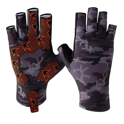 SUJAYU Fishing Gloves for Men & Women - Anti-slip Silicone Sailing, Kayak, Paddling, Rowing Gloves - UV Sun Protection for Fly Fishing Accessories (Black, Large)