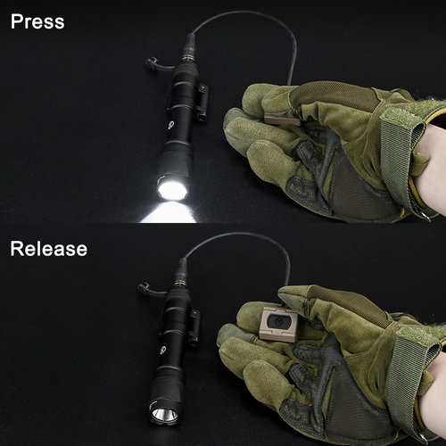 NECARL Remote Pressure Switch, Tactical Flashlight Weapon Light Switch for M300 M600 Scout Light, with Mount Accessories for 20mm Picatinny Mlok/Keymod Rail