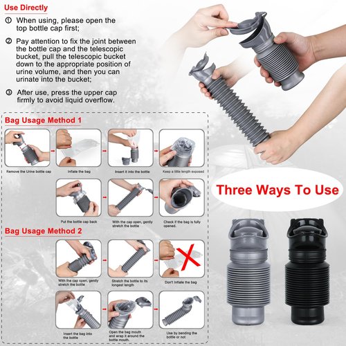 Pee Bottles For Men,Collapsible Urine Bottle With Disposable Replacement Bags,Car Pee Bottle For Men And Women,750ml,Leakproof,2-Piece Set Emergency Urinal For Road Trips,Traffic Jams And Camping