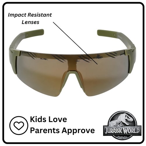 ARKAID Jurassic World Sunglasses for Kids | Arkaid Green Sports Wrap | UV 400 | One Size Fits Most Kids