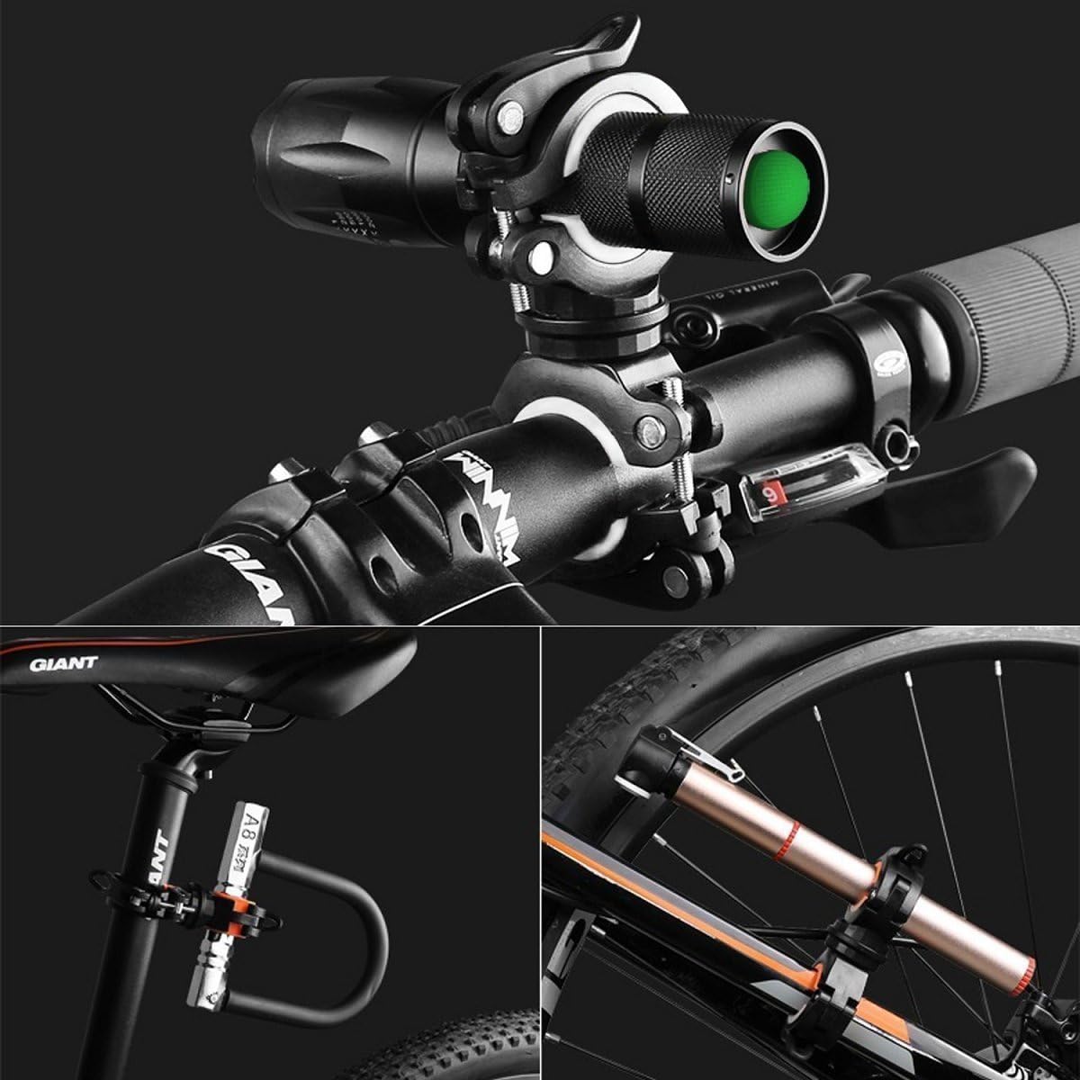 [2 Pack] Vonpri Flashlight Holder, Mount Bicycle Mounting Bracket Flashlight Holder Torch Clip 360º Rotation