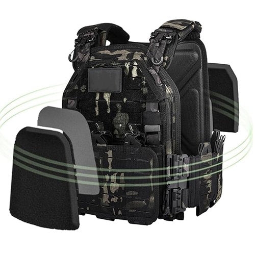 PIKEON Tactical Vest for Men Quick Release Adjustable Airsoft Vest Laser-Cutting Modular Lightweight Vest (Black)