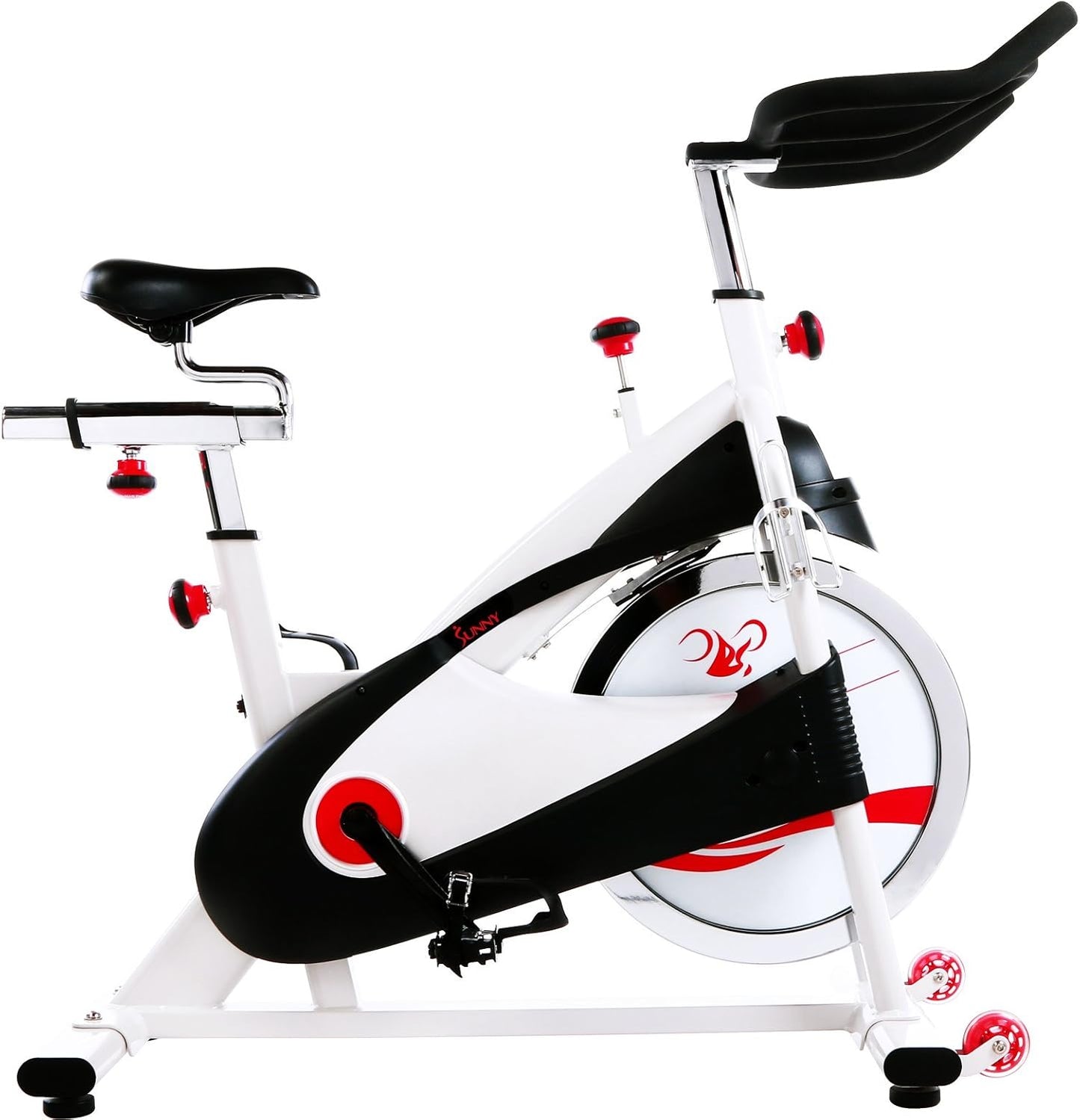 Sunny Health & Fitness Stationary Exercise Bike Machine w/ Adjustable Cushion Seat & Multi-Grip Handlebar, Indoor Cycling Equipment for Home Cardio Training, Optional Magnetic or Friction Resistance