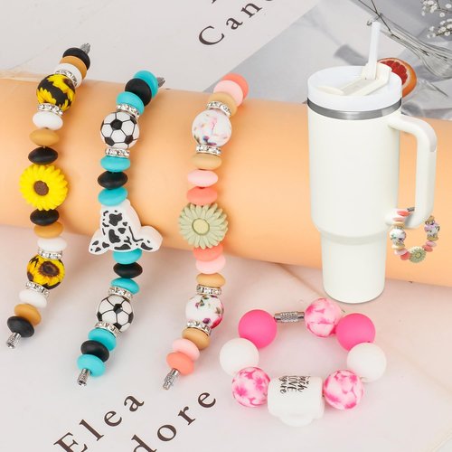 Dannir Cup Charm Beaded Making Kit, Tumbler Accessories, Keychain, Handbags Decoration Charms, Silicone Crafts for Stanley Water Bottle Art Set, Yellow Daisy