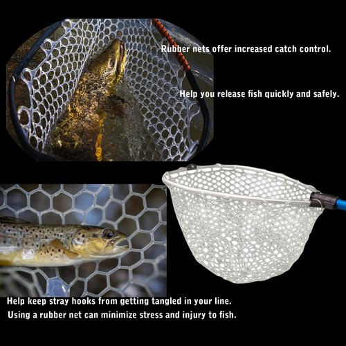 Replacement Rubber Fishing Net for Fish Fly Fish Landing Net Bag for Freshwater Saltwater Rubber Silicone Mesh