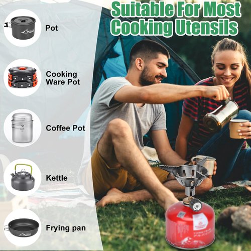 WADEO Camping Propane and Isobutane Stove, Single Burner Camp Stove with Piezo Ignitor, Portable Backpacking Stove for Outdoor Cooking, Hiking, Camping Trips, Beach and Car Camping(Fuel not included)