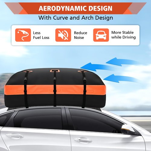 CYDDUP Roof Bag, Waterproof Soft Car Top Carrier Without Rack, 21 Cubic Feet Cargo Carrier for Top of All Vehicles with/Without Rack, Includes Anti-Slip Mat, 6 Door Hooks, Luggage Lock, Storage Bag