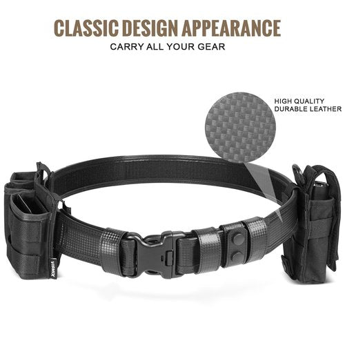 VISMIX Basketweave Police Duty Belt 2" Hook Lining Leather Duty Belts Law Enforcement w/1.5" Loop Inner Belt（35-40"）