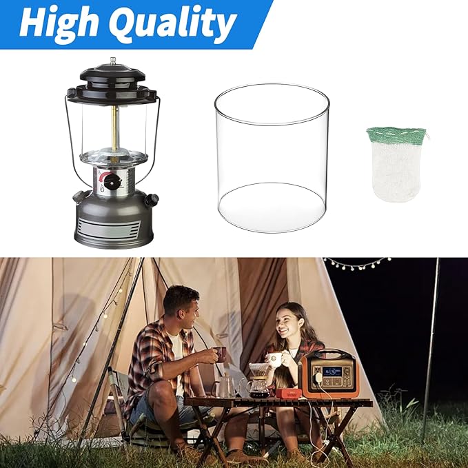 10 Pcs Propane Lantern Mantles with Glass Globe Replacement – Compatible with Coleman Fueled Lanterns – Fits Models 290, 220, 228, 235, 252, 206, 290A, 295, 2600-A50, 2600-A50C, 2600-A57, 3000000946