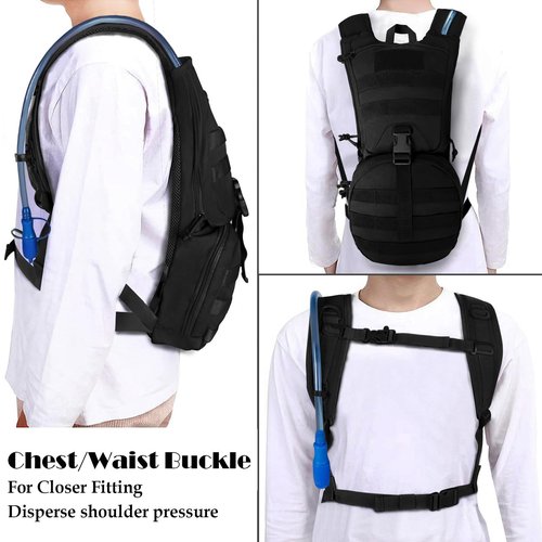 Tactical Molle Hydration Backpack Pack, Military Insulated Water Backpack with 3L Water Bladder for Hiking Running Biking Cycling Black