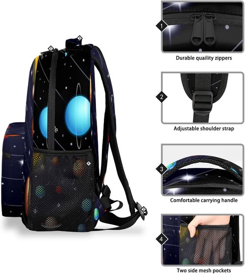 Backpack Universe Space Galaxy Solar System Shoulder Bag Daypack Travel Hiking for Boys Girls Men Women