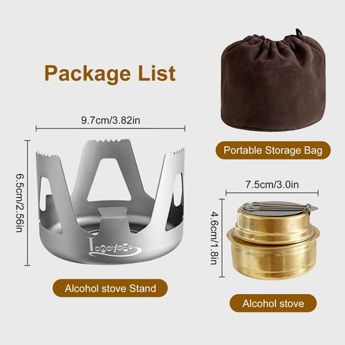 LSOSVSEU Mini Alcohol Stove Alcohol Burner, Lightweight Brass Spirit Burner with Aluminium Stand, Backpacking Stove for Outdoor Camping, Hiking, Backpacking, Picnic (Green)