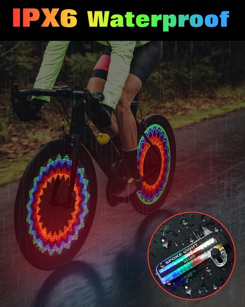 Zacro Bike Wheel Lights, 2 Pack Upgraded Rechargeable LED Tire Glow, 32 Safety - Bright Patterns for Spokes, Ideal for Kids & Adults, Waterproof Rim Accents for Night Cycling