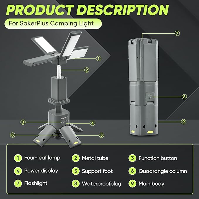 Telescopic Camping Lantern, 14000mAh Rechargeable Camping Lights with Portable Power Supply, Dimmable Magnetic Tent Lamps 6000 Lumen Outdoor Work Lighting for Hiking, Camping, Home Emergency