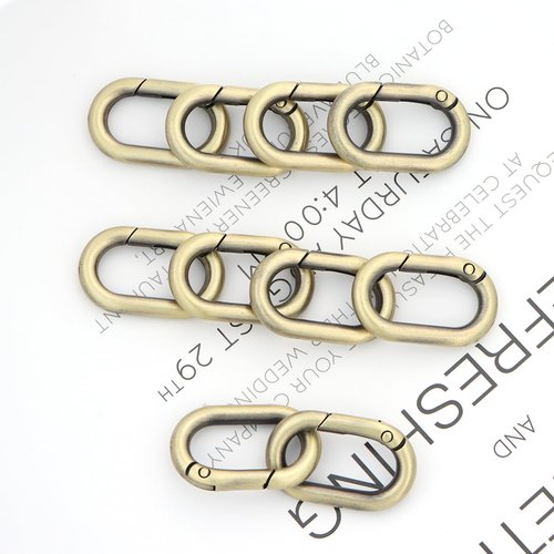 10Pcs Metal Spring Oval Rings Round Carabiner Key Ring Clip for Keychain Buckle, Purse Hardware, DIY Crafts (Brass,1 inch)