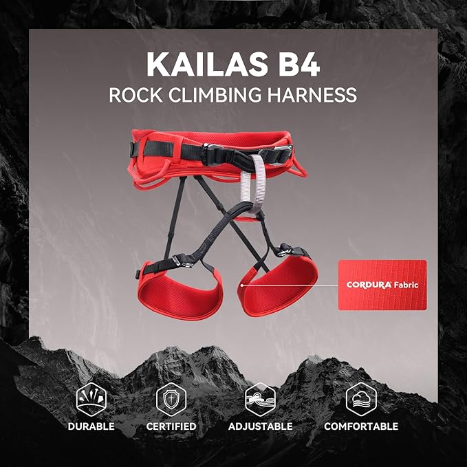 KAILAS B4 Rock Climbing Harness Men Roofing Harness Safety Belt Climbing Gear Adjustable Mountaineering Lightweight