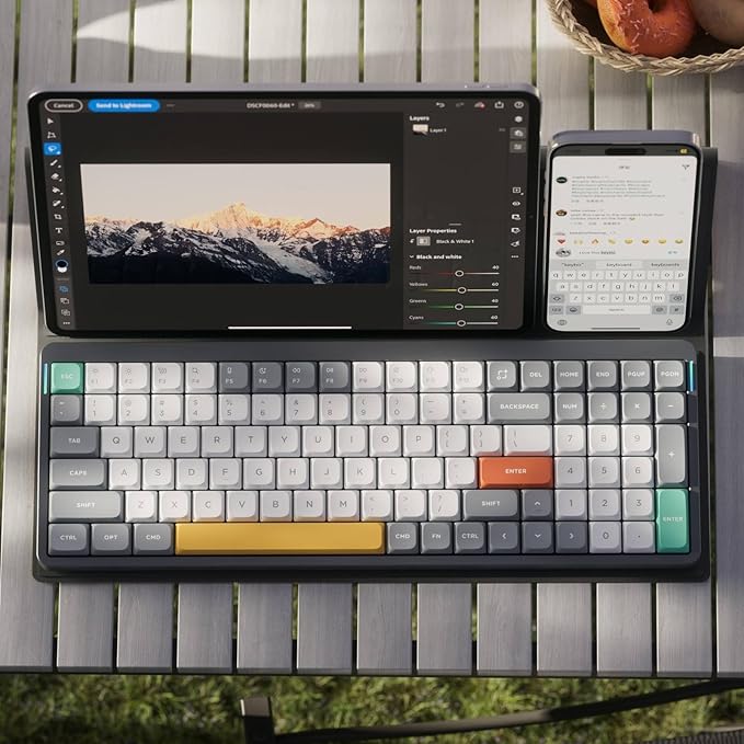 nuphy Air96 V2 Wireless Mechanical Keyboard,100 Keys RGB Backlit Keyboard,Supports Bluetooth 5.1,2.4G and Wired Connection,for PC/Laptop/Windows/Mac -Grey Gateron Red Switch