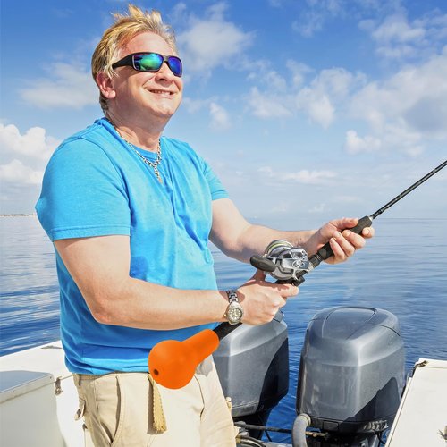 Fishing Rod Butt Cushion, Portable Belly Top Pole Bracket Fish Rod Belly Spherical Barrel, Shock Absorption EVA Foam Stand Up Fishing Pole Holder Base Support for Better Control (Orange)
