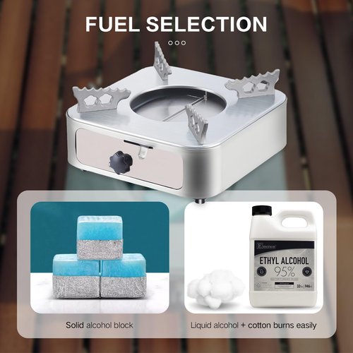AIROKA Drawer Alcohol Stove, Rust-Resistant Wear Portable Alcohol Stove, High Combustion Efficiency, Suitable For Outdoor Camping Cooking Picnic (Metallic Gray (Single Furnace))
