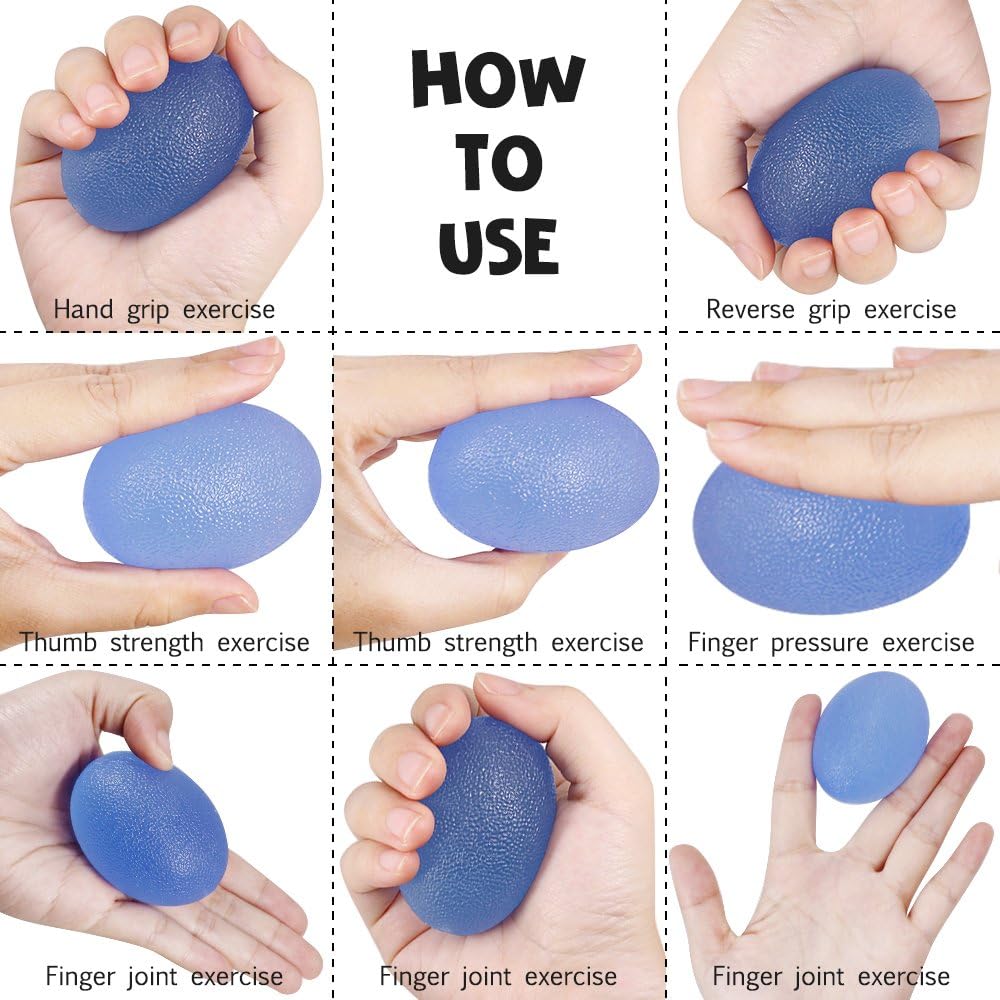 SourceTon Fidgets Stress Relief Ball, Egg-Shape Hand, Finger Grip Strengthening Therapy Stress Balls, Great Physical Rehabilitation & Grip Strengthener, Pack of 5 Squeeze Balls
