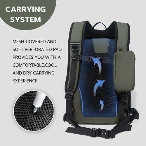 PS Le Periple Small Hiking Backpack, 20L Lightweight Travel Backpack with Phone Pocket, Hiking Daypack for Women Men,Olive green