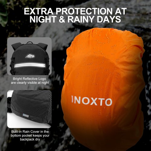 IX INOXTO Hydration Pack, 25L Hiking Backpack with 3L Water Bladder and Rain Cover, Lightweight Hydration Pack for Hiking, Cycling, Climbing, Camping (Black)