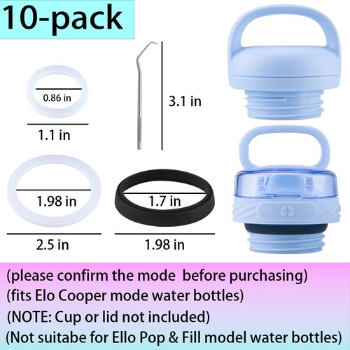 (3 Sets) ubber Seal Replacement for Ello Water Bottle,Seal Gasket for Ello Cooper 18oz/22oz/32oz/40oz Bottle Leak Proof Insulated Travel Tumbler (Without Water Bottle Mouth) (9, 3 Colors)