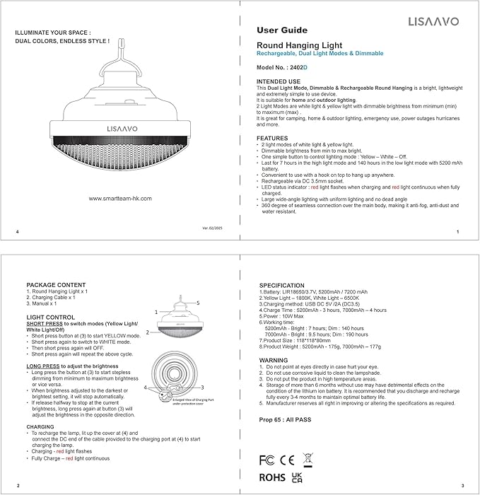 Rechargeable Camping Light 5200mAh Camping Lights and Lanterns Rechar Tent Light Night Market Lights for Tent,White