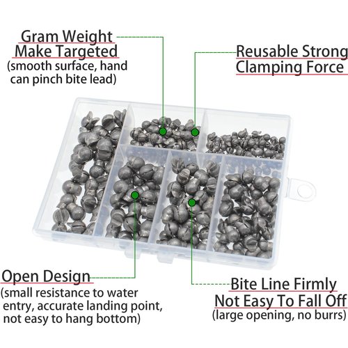 250Pcs Split Shot Fishing Weights Sinkers, Round Assortment Fishing Weight Clip on Sinker Weight Freshwater Saltwater Fishing Gift for Fishing Lovers