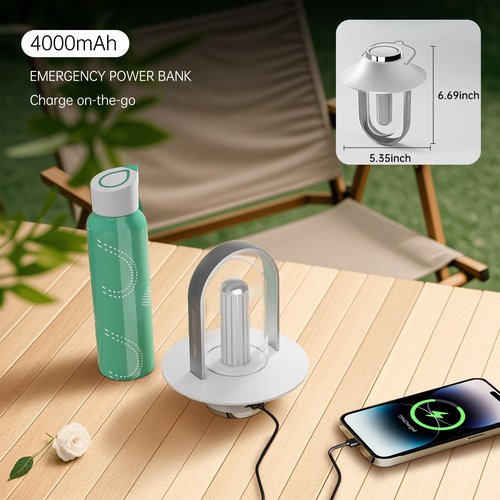 ZUNLISHIAO Tent Lights Portable,Rechargeable Camping Lantern, 3 Lighting Modes,4000mAh Power Bank,IPX5 Waterproof,Up to 800H Running Time Emergency Hanging Light for Hurricane, Power Outages, Home