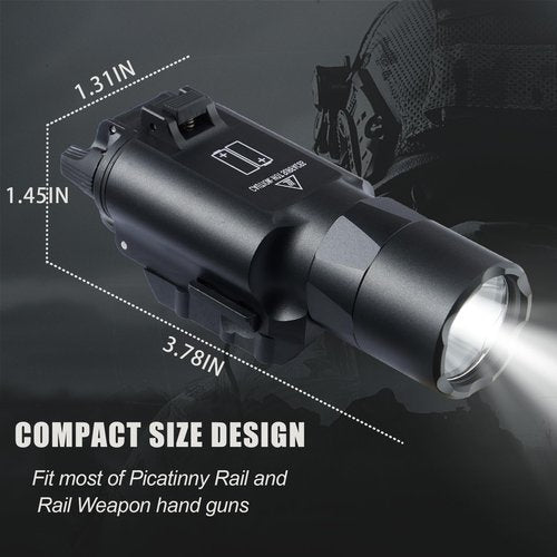 TEEWOOM Tactical Flashlight 300U Style Weapon Light 1200 Lumens Pistol Flashlight Picatinny Flashlight Black