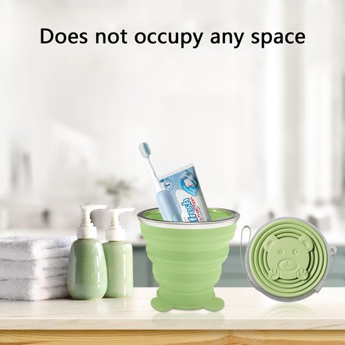 Collapsible Cup-Silicone Small Foldable Cups-Expandable Folding Drinking Cups-Reusable Portable Mugs-Cup with Lids For Travel, Camping, Hiking, Holiday, Outdoor Sports, Indoors (Pink+Green)