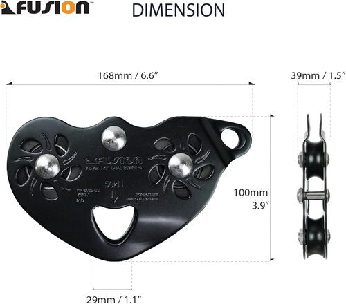 Fusion Climb Advent Military Tactical Edition Speed Super Stainless Steel Trolley Pulley Black 50KN