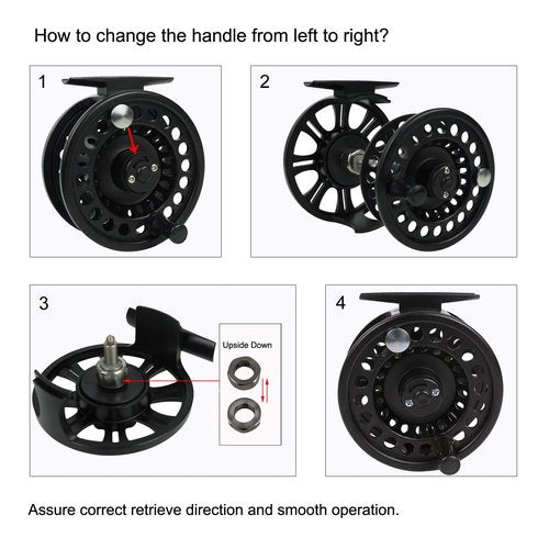 Aventik HVCE Graphite Fly Reel Center Drag System Classic III Graphite Large Arbor Sizes 3/4, 5/6, 7/8wt Fly Fishing Reels with Line (5/6 with Line)