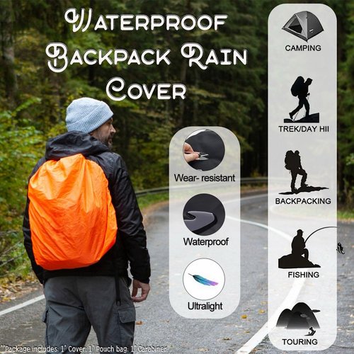 Waterproof Backpack Rain Cover - Lightweight Rainproof Protection for Hiking, Travel, Outdoor Use - Fits Multiple Backpack Sizes, Compact and Durable (Black, One Size)