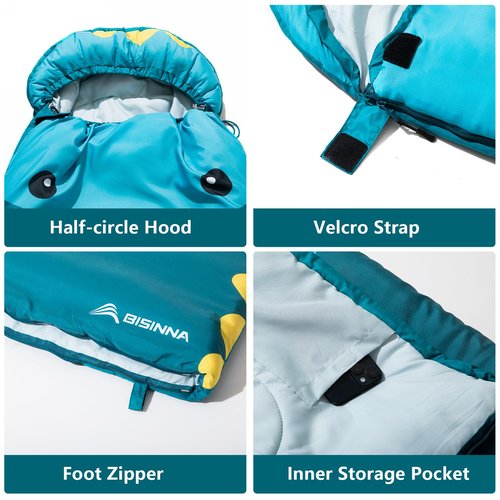 BISINNA Kids Sleeping Bag for Boys Girls with Pillow 3 Season Camping Sleeping Bag Portable for Children Hiking Backpacking Indoor Outdoor