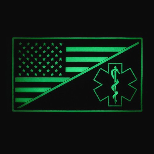 American Flag Medic PVC EMS Patch - Compatible with Velcro, Glow Dark
