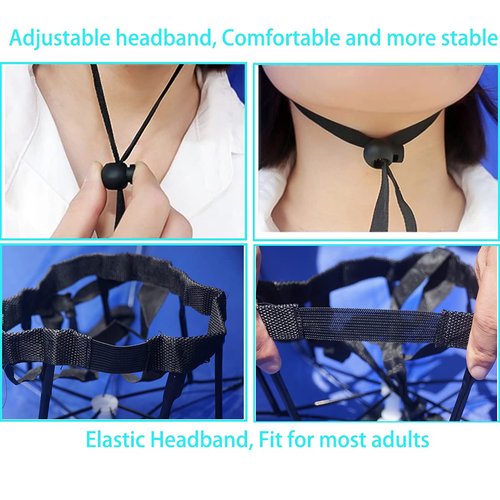 Bocampty Umbrella Hat, 37 inch Fishing Umbrella Hat Hands Free Foldable UV Protection Fishing Cap Adjustable Headwear