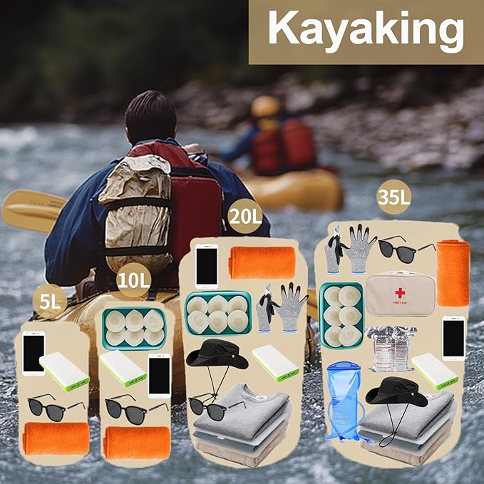 Lightweight Dry Bags Waterproof for Kayaking,5L/10L/20L/35L Roll Top Dry Sack Waterproof Bags for Travel Boating Camping Beach (Blue, 10L)