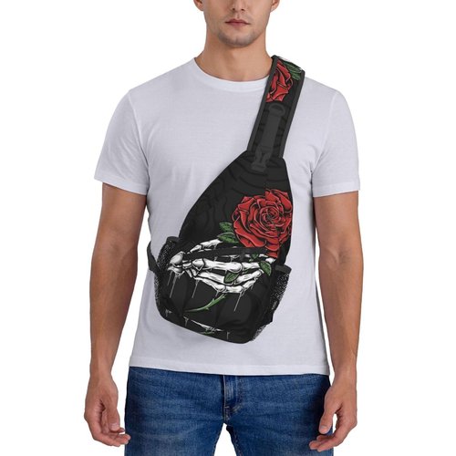 FHSUISN Skull Sling Backpack Chest Bag Crossbody Shoulder Bag Gym Cycling Travel Hiking Daypack For Men Women