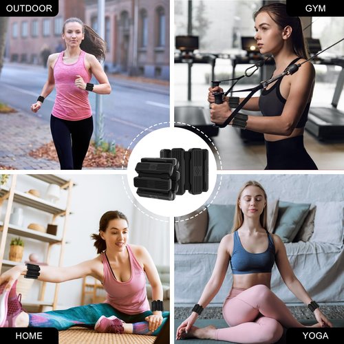 Pilates Wrist & Ankle Weights for Women, Wearable Wrist & Leg Weights Set of 2(1Lbs Each) Adjustable Ankle Weights for Walking, Yoga, Dance, Pilates, Pool Exercises and Gym(Black)